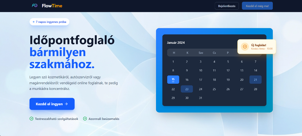 FlowTime — időpontfoglaló